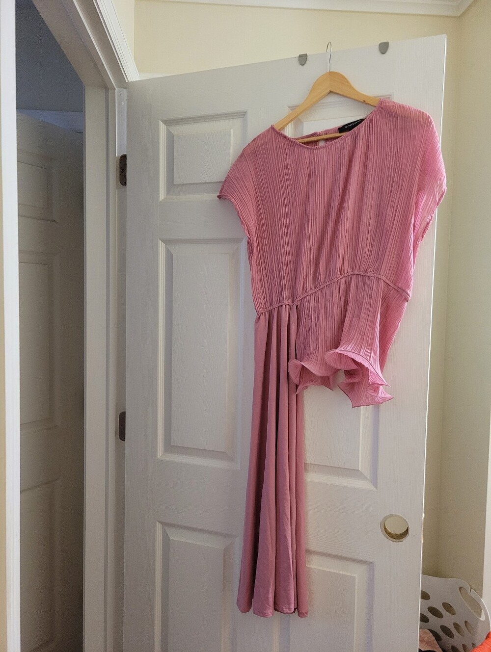 Ashley Stewart Women's Pink Pleated Asymmetrical Dress